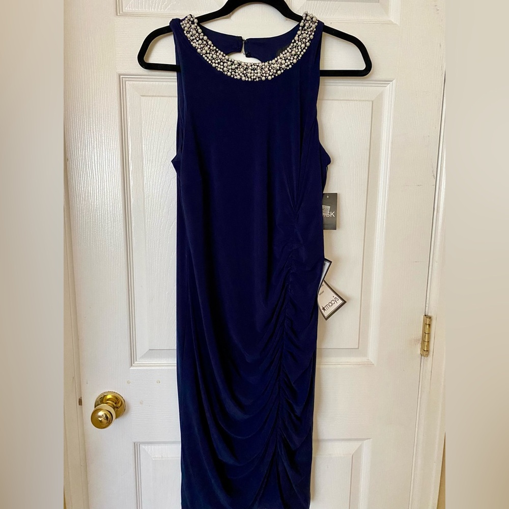 MSK Deep Blue Embellished Midi Dress